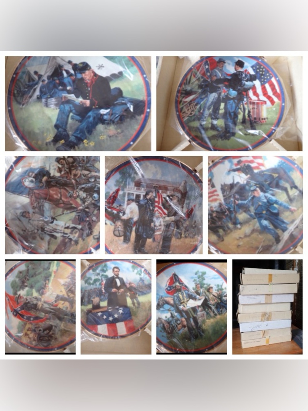 8 x Vintage Civil War Collector's Decorative Plate Set